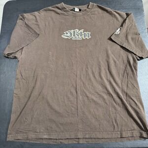 Vintage Skin Industries Y2K Double Sided Brown Short Sleeve Shirt Men's Size XXL